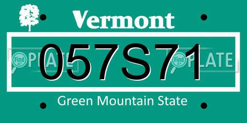 057S71 Vermont License Plate