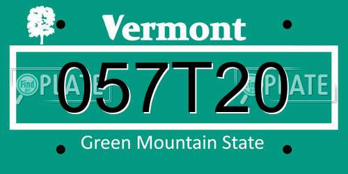 057T20 Vermont License Plate