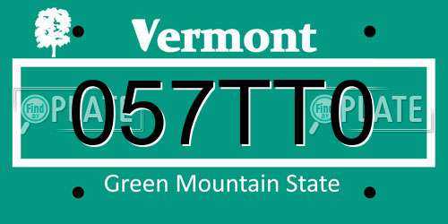 057TT0 Vermont License Plate