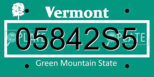 05842S5 Vermont License Plate