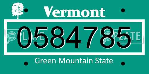 0584785 Vermont License Plate