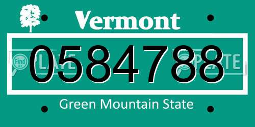 0584788 Vermont License Plate