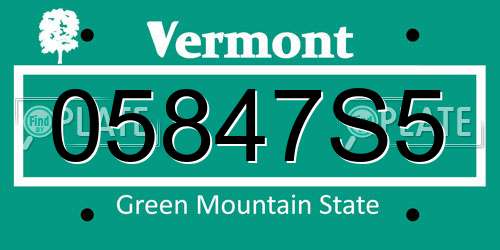05847S5 Vermont License Plate