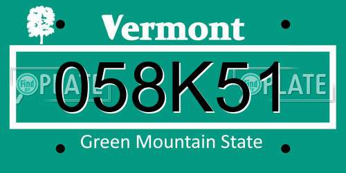 058K51 Vermont License Plate