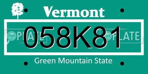 058K81 Vermont License Plate