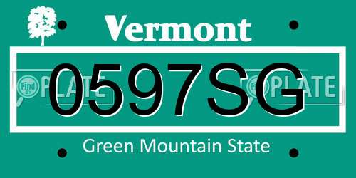 0597SG Vermont License Plate