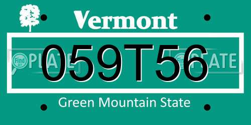 059T56 Vermont License Plate