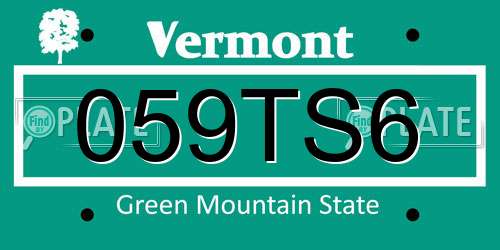 059TS6 Vermont License Plate