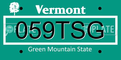 059TSG Vermont License Plate