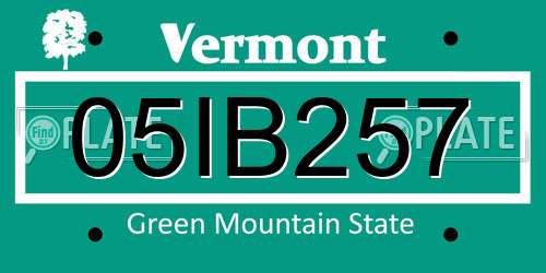 05IB257 Vermont License Plate