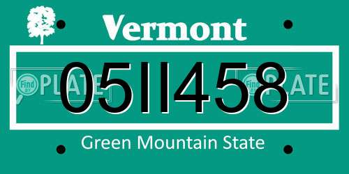 05II458 Vermont License Plate