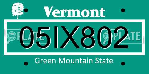 05IX802 Vermont License Plate