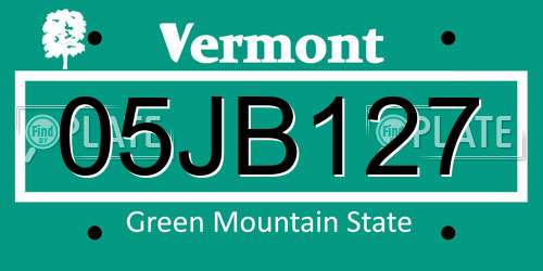 05JB127 Vermont License Plate