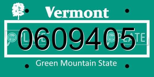 0609405 Vermont License Plate