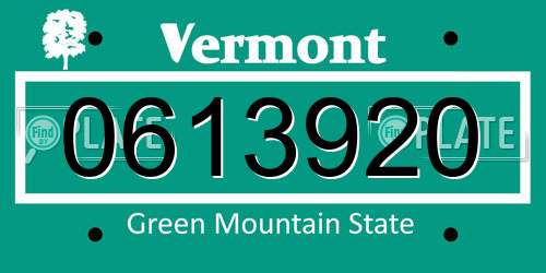 0613920 Vermont License Plate