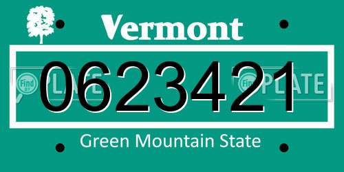 0623421 Vermont License Plate