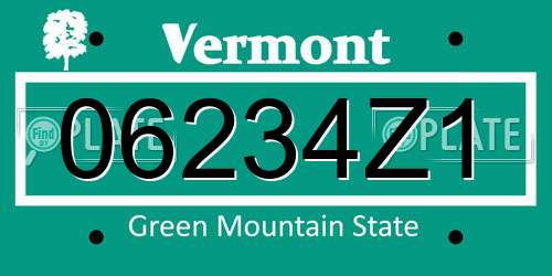 06234Z1 Vermont License Plate