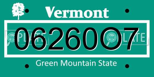 06260O7 Vermont License Plate
