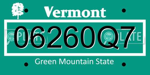 06260Q7 Vermont License Plate