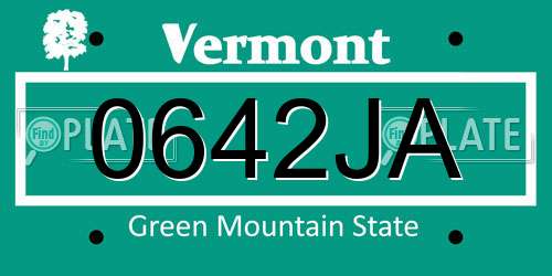 0642JA Vermont License Plate