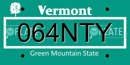 064NTY Vermont License Plate