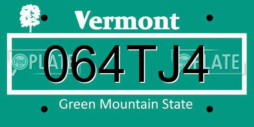 064TJ4 Vermont License Plate