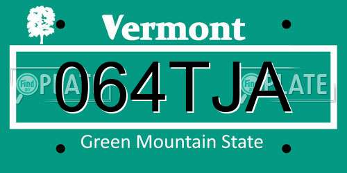 064TJA Vermont License Plate