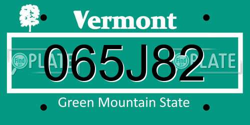 065J82 Vermont License Plate