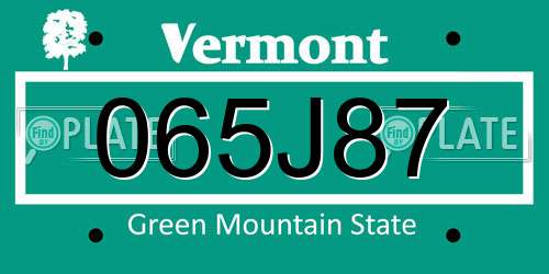 065J87 Vermont License Plate
