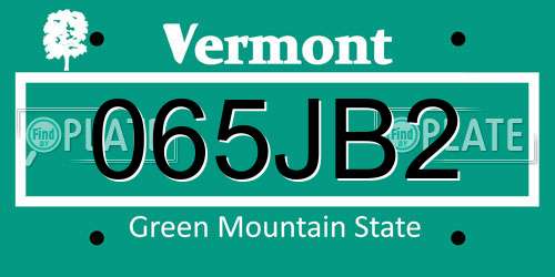 065JB2 Vermont License Plate