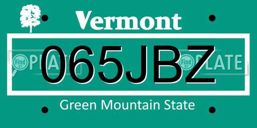 065JBZ Vermont License Plate