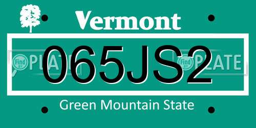 065JS2 Vermont License Plate