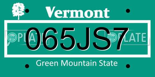 065JS7 Vermont License Plate