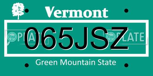 065JSZ Vermont License Plate
