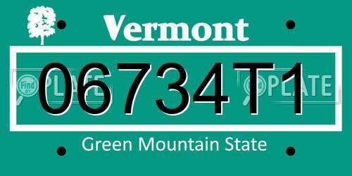 06734T1 Vermont License Plate