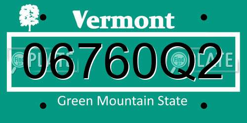 06760Q2 Vermont License Plate