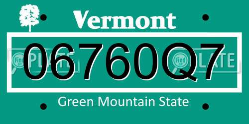 06760Q7 Vermont License Plate