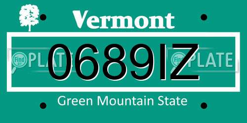 0689IZ Vermont License Plate