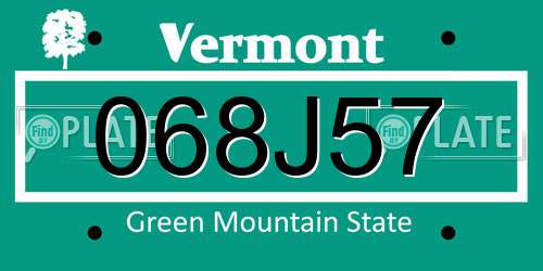 068J57 Vermont License Plate