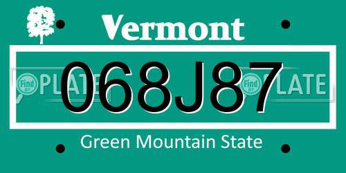 068J87 Vermont License Plate