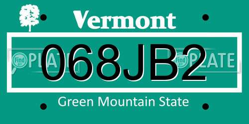 068JB2 Vermont License Plate