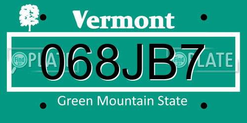 068JB7 Vermont License Plate