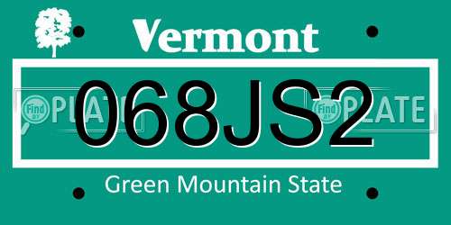 068JS2 Vermont License Plate