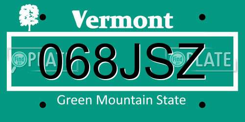 068JSZ Vermont License Plate