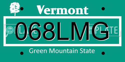068LMG Vermont License Plate