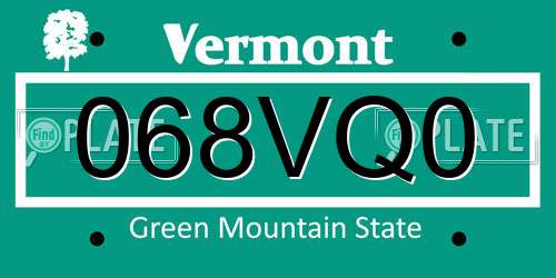 068VQ0 Vermont License Plate