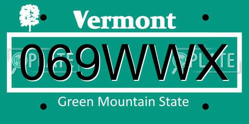 069WWX Vermont License Plate