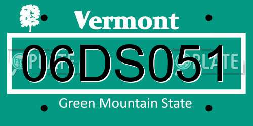 06DS051 Vermont License Plate