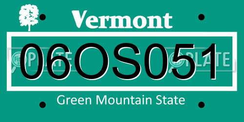 06OS051 Vermont License Plate