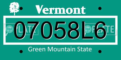 07058L6 Vermont License Plate